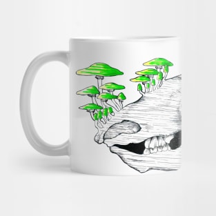 Neon Mushroom Woolly Rhino Skull Mug